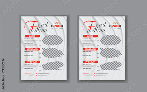 Restaurant Food Menu Design template with advertisement, layout, poster, flier Background. photo