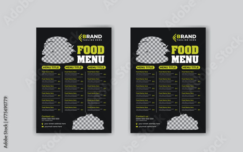 Restaurant Food Menu Design template with advertisement, layout, poster, flier Background.