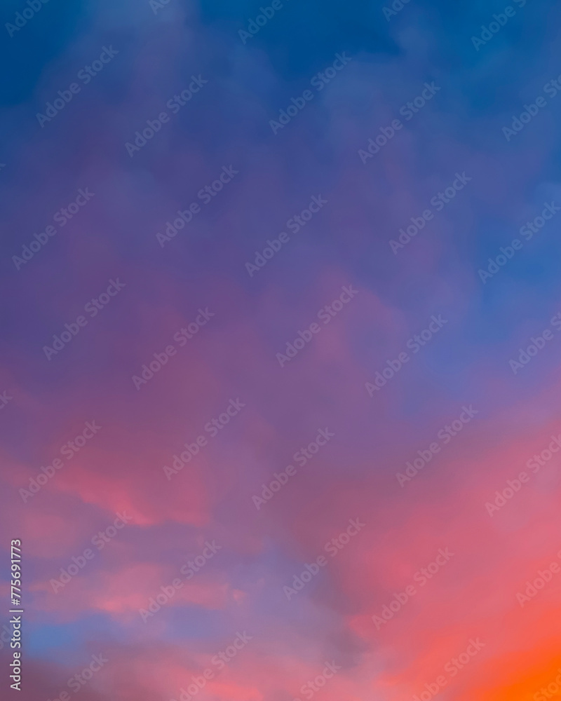 Dramatic sunset sky with colorful clouds background. Evening sunset. Twilight sky.