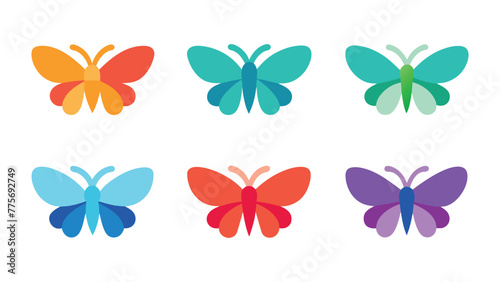  Set of Mariposa Butterfly minimal icons isolated flat vector pro collection illustration on white background