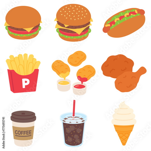 ハンバーガー ファーストフードセット
