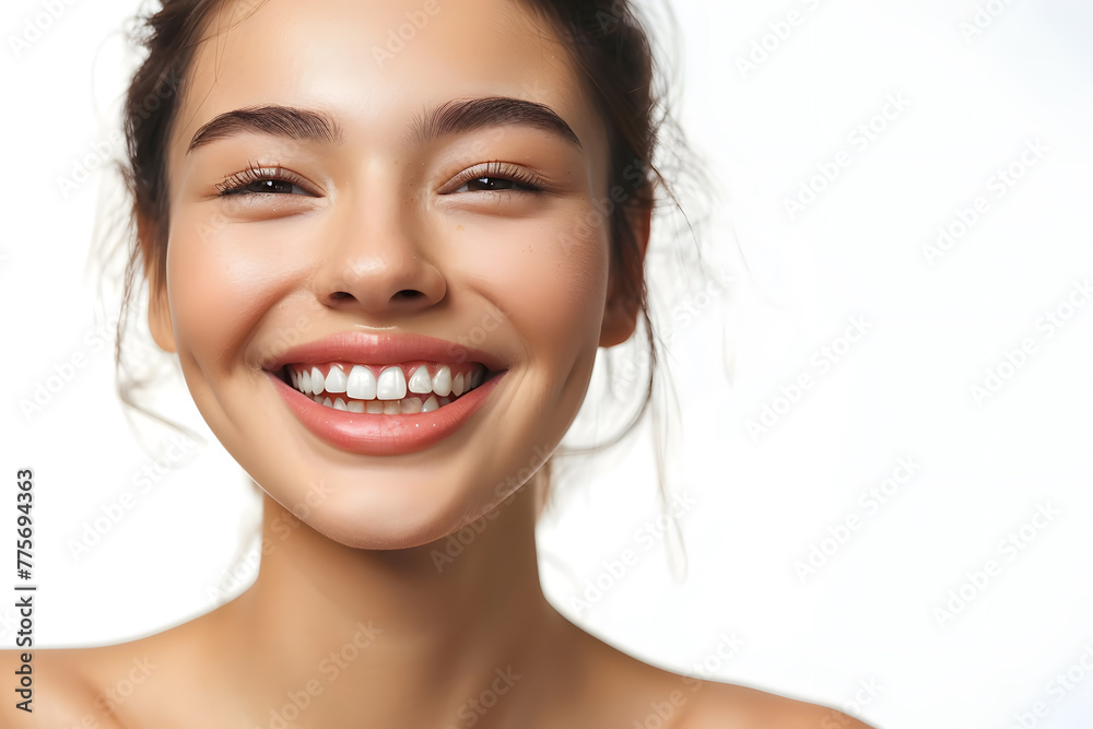 Closeup portrait of Beautiful smiling Asian woman with smooth healthy skin Closeup portrait of Beautiful smiling Asian woman with smooth healthy skin