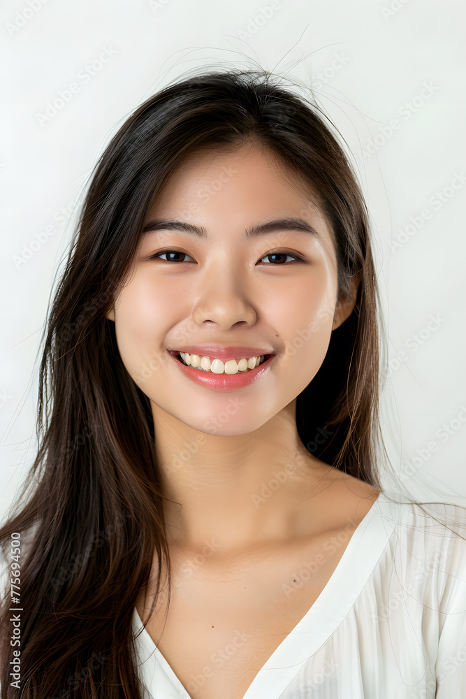 Closeup portrait of Beautiful smiling Asian woman with smooth healthy skin Closeup portrait of Beautiful smiling Asian woman with smooth healthy skin