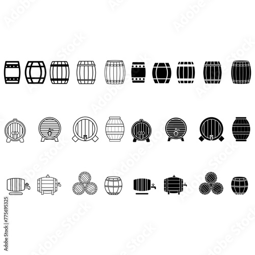 Barrel icon vector set. Wine illustration sign collection. Wine barrel symbol or logo.
