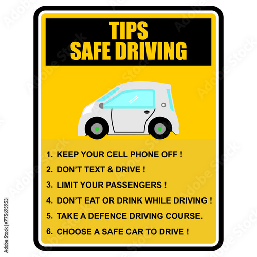 Tips Safe Driving, poster and banner vector