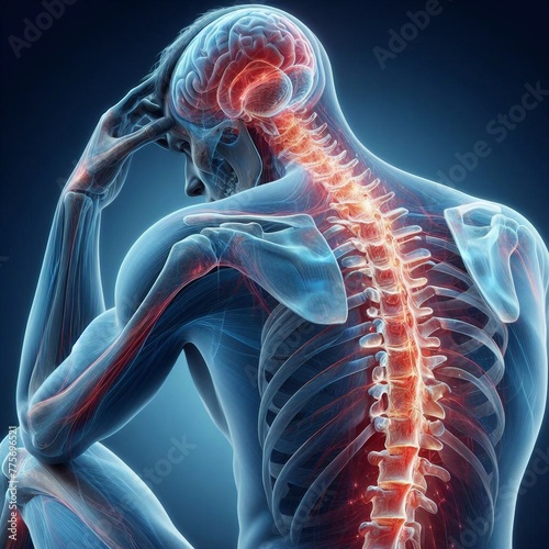 Spinal pain, spinal injury, anatomy concept photo