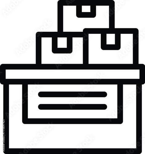 Post office counter icon outline vector. Collecting parcel. Delivery service point