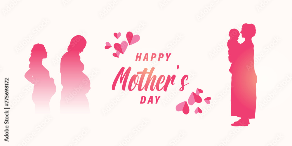 Happy mother's day social media banner or poster design with mother character background and mom wishing or greeting card banner design vector illustration Happy mother's day social media banner or poster design with mother character background and mom wishing or greeting card banner design vector illustration