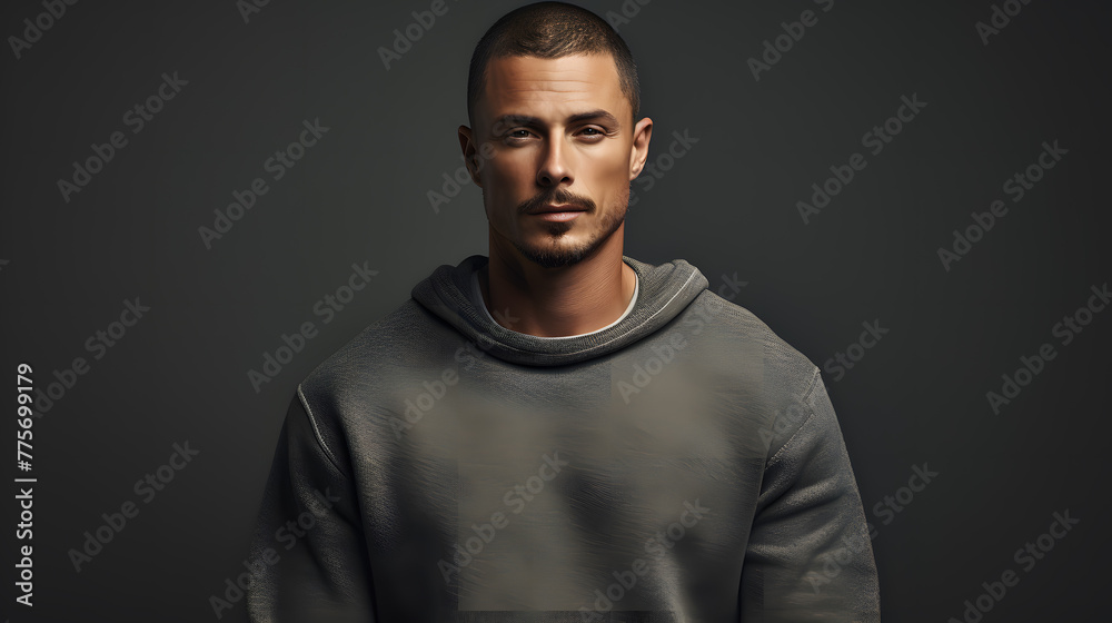 Handsome Man portrait, 30 years old, isolated on dark background