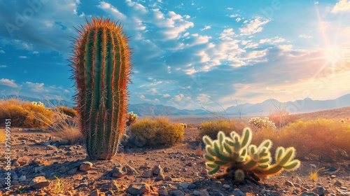 Cactus Standing in Desert