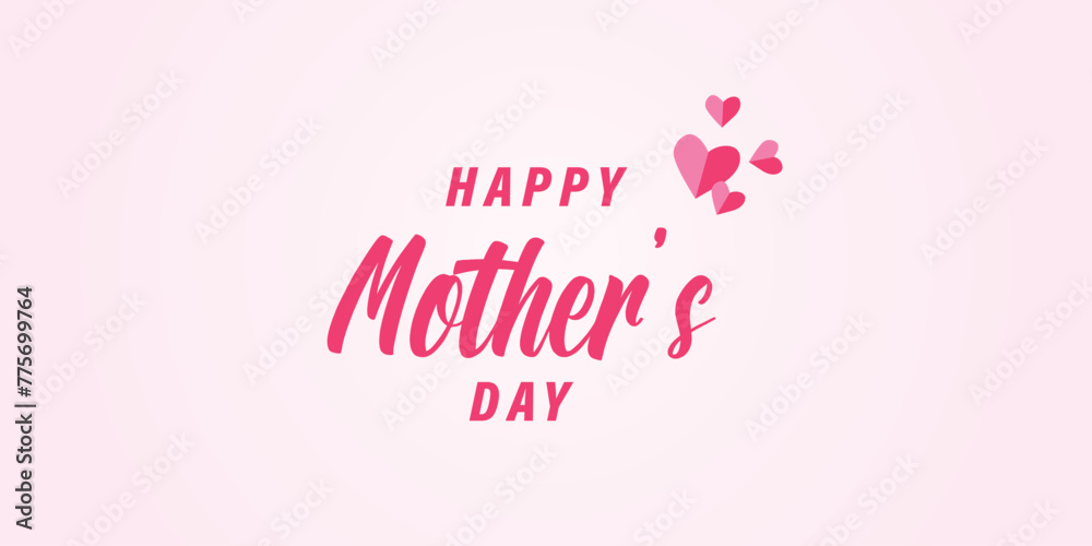 Happy mother's day social media banner or poster design with pink color background and mom wishing or greeting card banner design vector illustration
