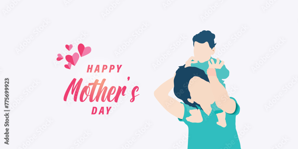 Happy mother's day social media banner or poster design with mother character background and mom wishing or greeting card banner design vector illustration Happy mother's day social media banner or poster design with mother character background and mom wishing or greeting card banner design vector illustration