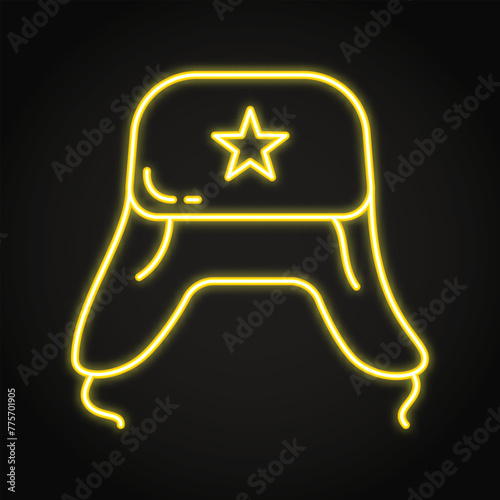 Ushanka hat with ears neon icon