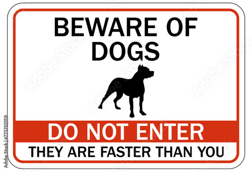 Beware of dog warning sign