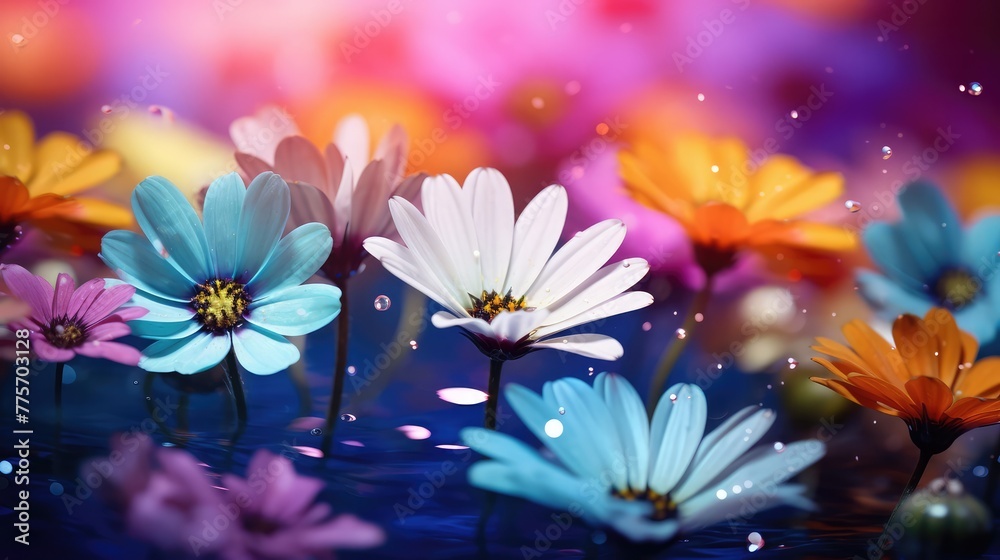 Obraz premium flowers on colorfull background - macro photo