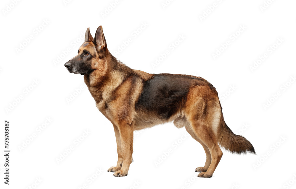 German Shepherd Dog Alert Pose on Transparent Background