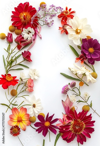 Vibrant Vertical Floral Arrangement on White