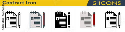 Contract icon with 5 styles (outline, color lineal, solid, color and mixed)