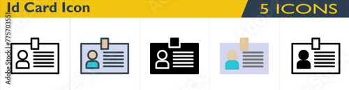 Id Card icon with 5 styles (outline, color lineal, solid, color and mixed)