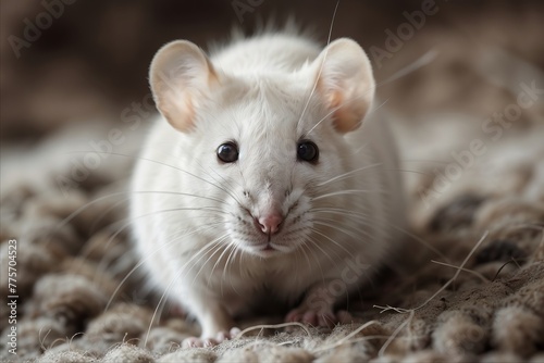 White mouse looking at camera © Tatiana Foxy