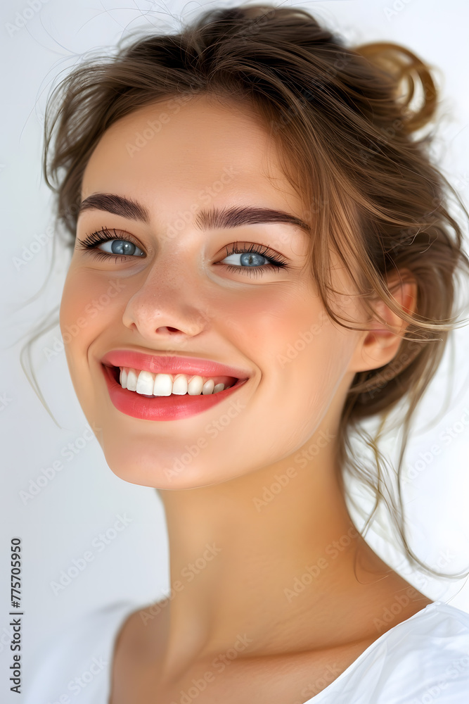 Young woman close up portrait. Model woman laughing and smiling. Healthy face skin care beauty, skincare cosmetics, dental Young woman close up portrait. Model woman laughing and smiling. Healthy face skin care beauty, skincare cosmetics, dental