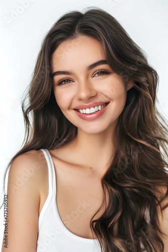 Young  woman close up portrait. Model woman laughing and smiling. Healthy face skin care beauty  skincare cosmetics  dental