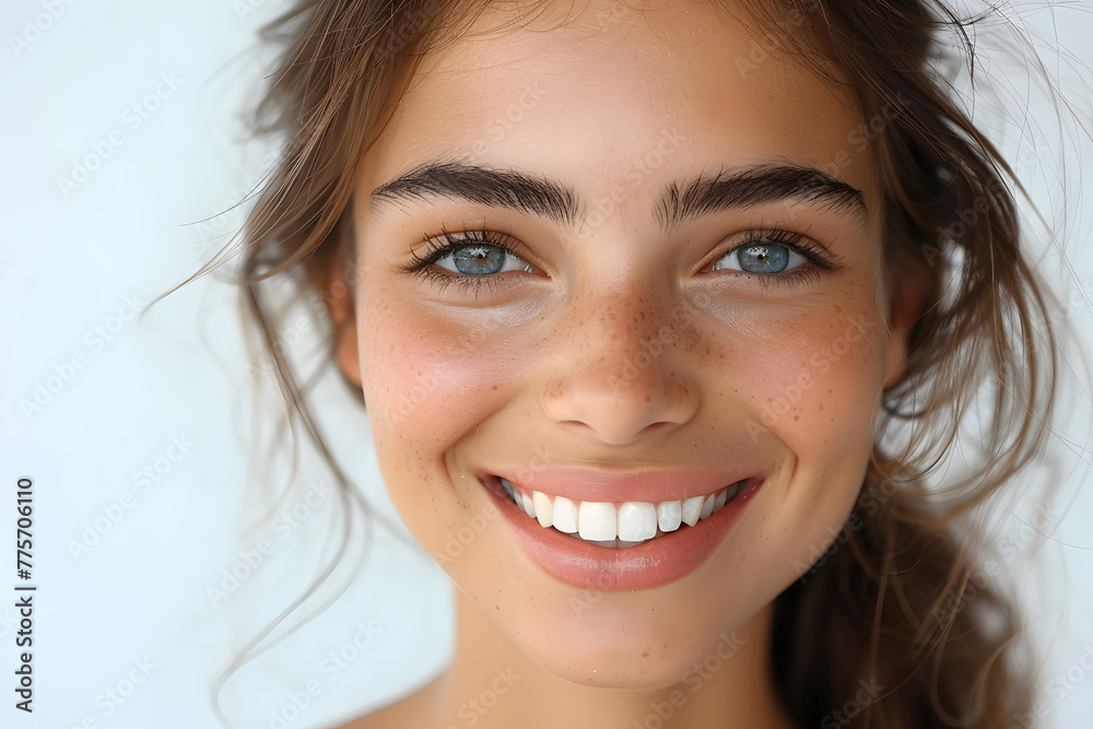 Young woman close up portrait. Model woman laughing and smiling. Healthy face skin care beauty, skincare cosmetics, dental Young woman close up portrait. Model woman laughing and smiling. Healthy face skin care beauty, skincare cosmetics, dental