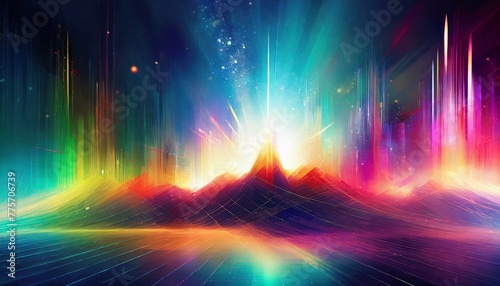 a high-resolution background showcasing a dynamic frequency spectrum  pulsating with vivid colors and energy