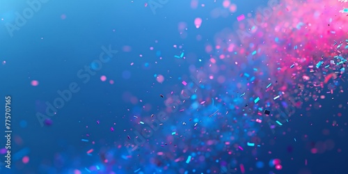 Luxurious burst of colorful confetti in shades of pink and blue on a vibrant blue background