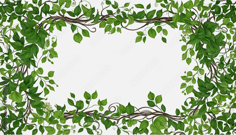 twisting vines as a frame border, isolated with copyspace bright colourful illustration