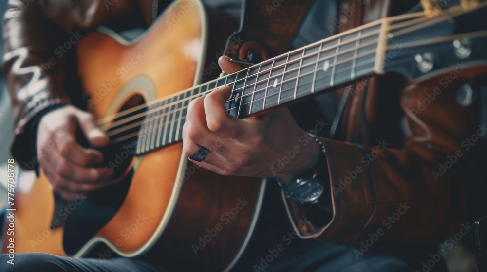 Man Playing Guitar Sitting Down