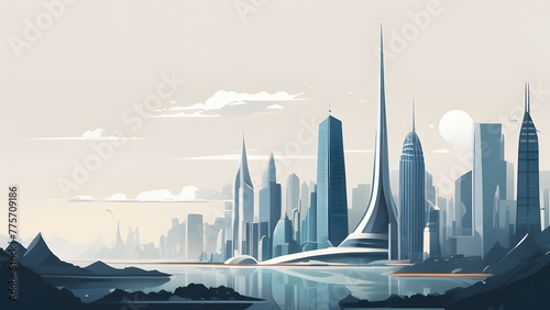 Urban skyline silhouette at vector illustration