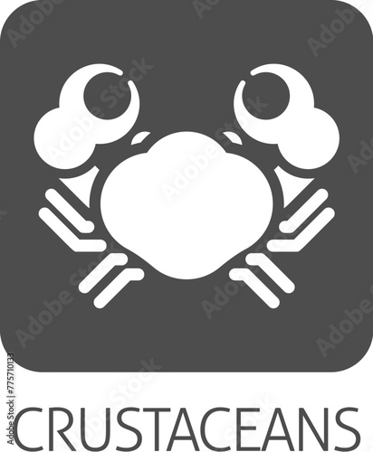 A crab crustacean food stylised icon. Possibly an icon for the allergen or allergy or a seafood concept.