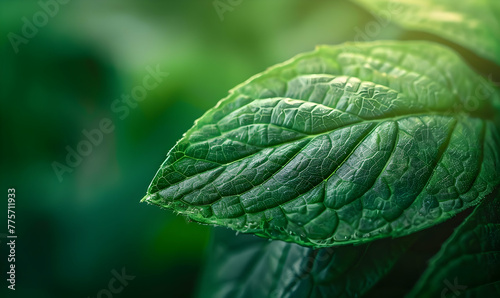 Green leaf with copy space using as background or wallpaper nature concept