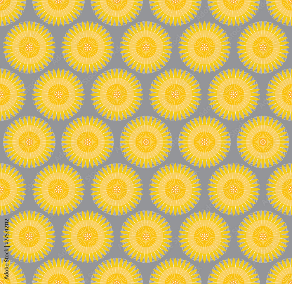 Seamless pattern of the dandelion flowers in geometric style Seamless pattern of the dandelion flowers in geometric style