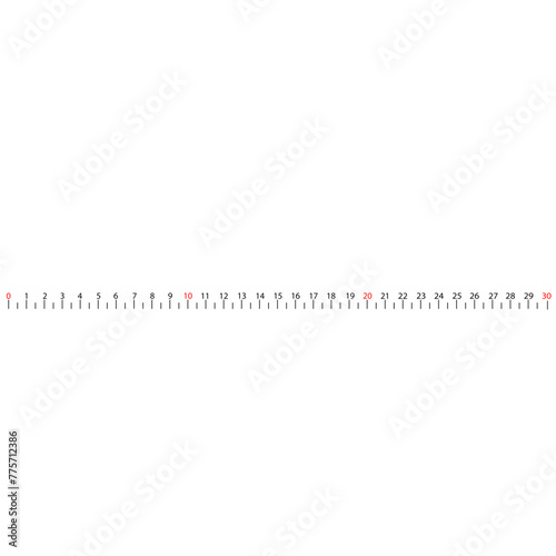 Inch and cm black lines. Measuring tool.