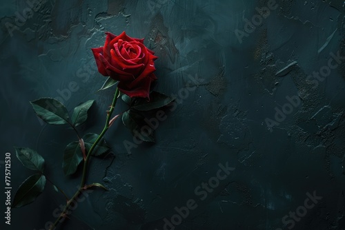Red rose isolated white, In the dark days of love,copy Space.