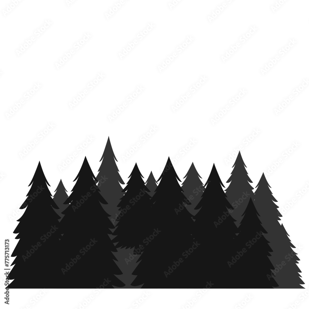 Obraz premium forest silhouette, realistic coniferous trees