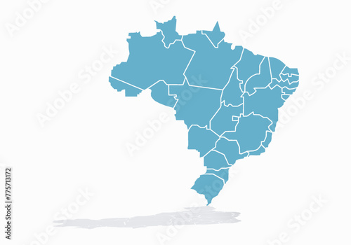 Mapa azul de Brasil en fondo blanco.