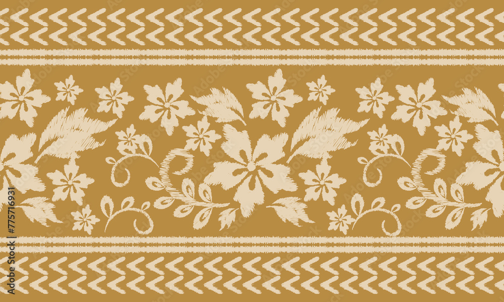 Ikat floral paisley embroidery on a pink background.Ikat ethnic oriental pattern traditional.Aztec-style abstract vector. design for texture, fabric, clothing, wrapping, decoration, sarong, scarf Ikat floral paisley embroidery on a pink background.Ikat ethnic oriental pattern traditional.Aztec-style abstract vector. design for texture, fabric, clothing, wrapping, decoration, sarong, scarf