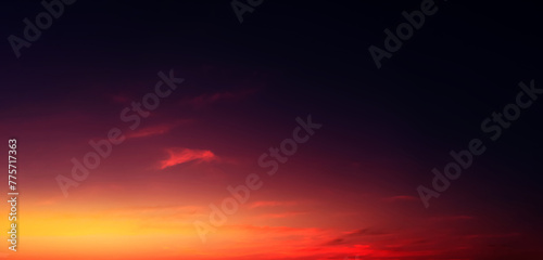 Red Sunset Sky,Cloud over Sea Beach in Evening on Spring,Landscape Dark Night Sky in Orange,Pink,Purple,Blue.Horizon Summer Seascape Golden hour sky with twilight,Dusk sky background photo