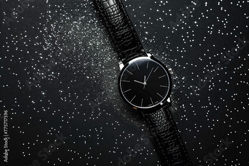 wristwatch on black background photo