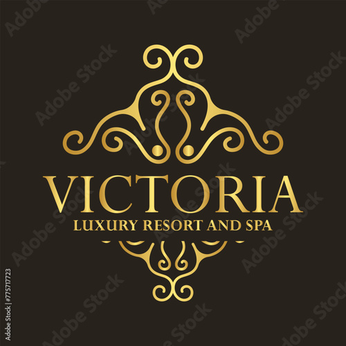 Luxury hotel label template. Trendy vintage royal ornament frames illustration.