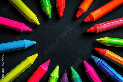 colorful highlighter frame on black background