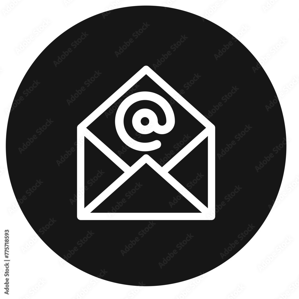 Email icon circle. Open envelope pictogram. Email icon circle. Open envelope pictogram.