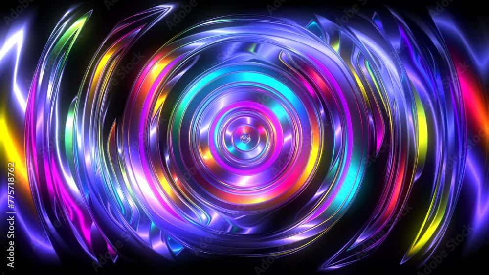 twisted LED Video Wall Animation. Rainbow spiral rotation, Abstract technology background with concentric rotating glowing neon circles. twisted LED Video Wall Animation. Rainbow spiral rotation, Abstract technology background with concentric rotating glowing neon circles.