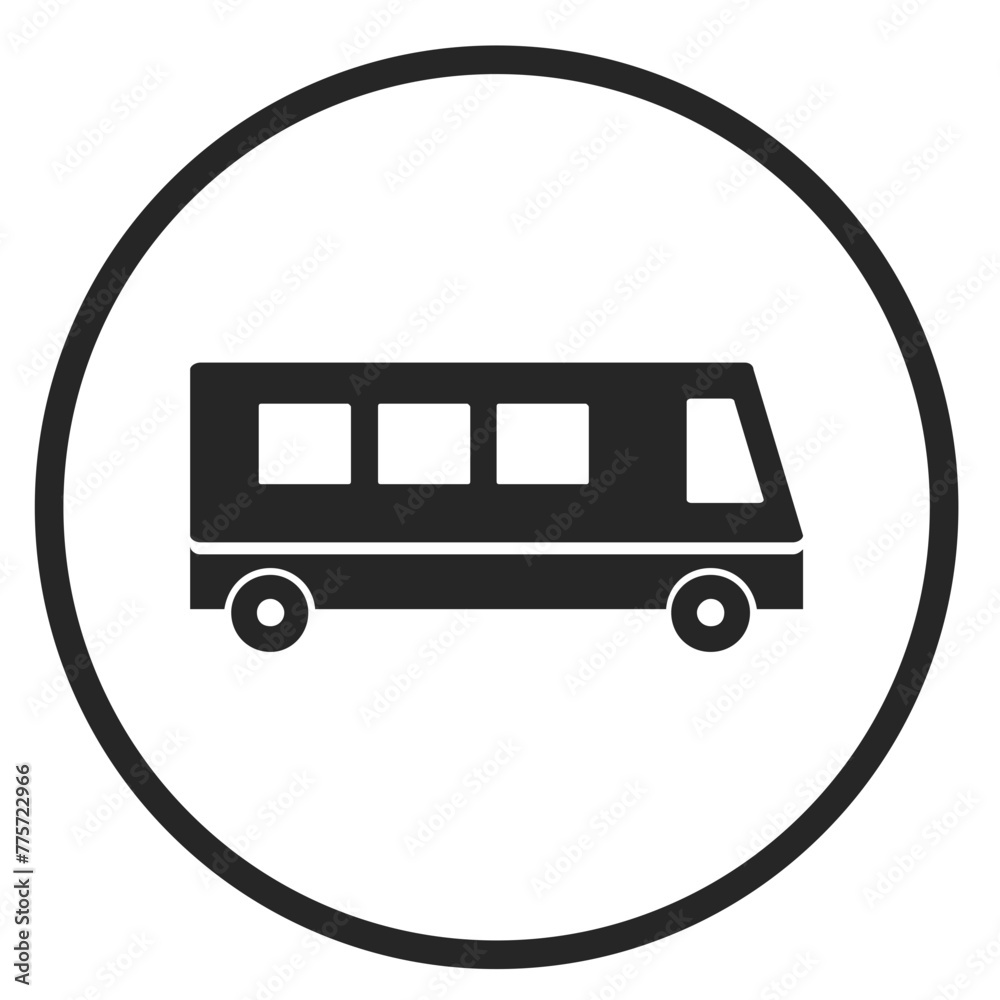 Bus icon in circle sign Bus icon in circle sign