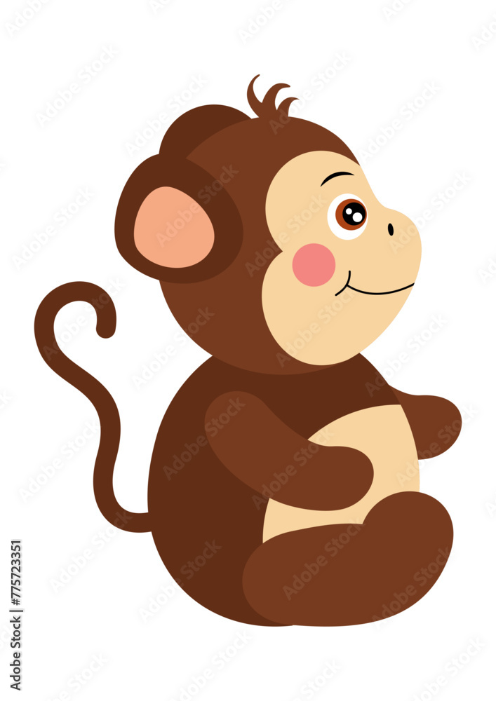 Adorable monkey sitting isolated on white Adorable monkey sitting isolated on white