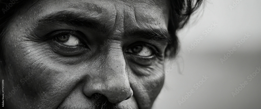 Obraz premium close-up of a man's eye, showing the details of his face