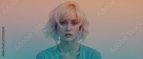 A woman with soft gradient background